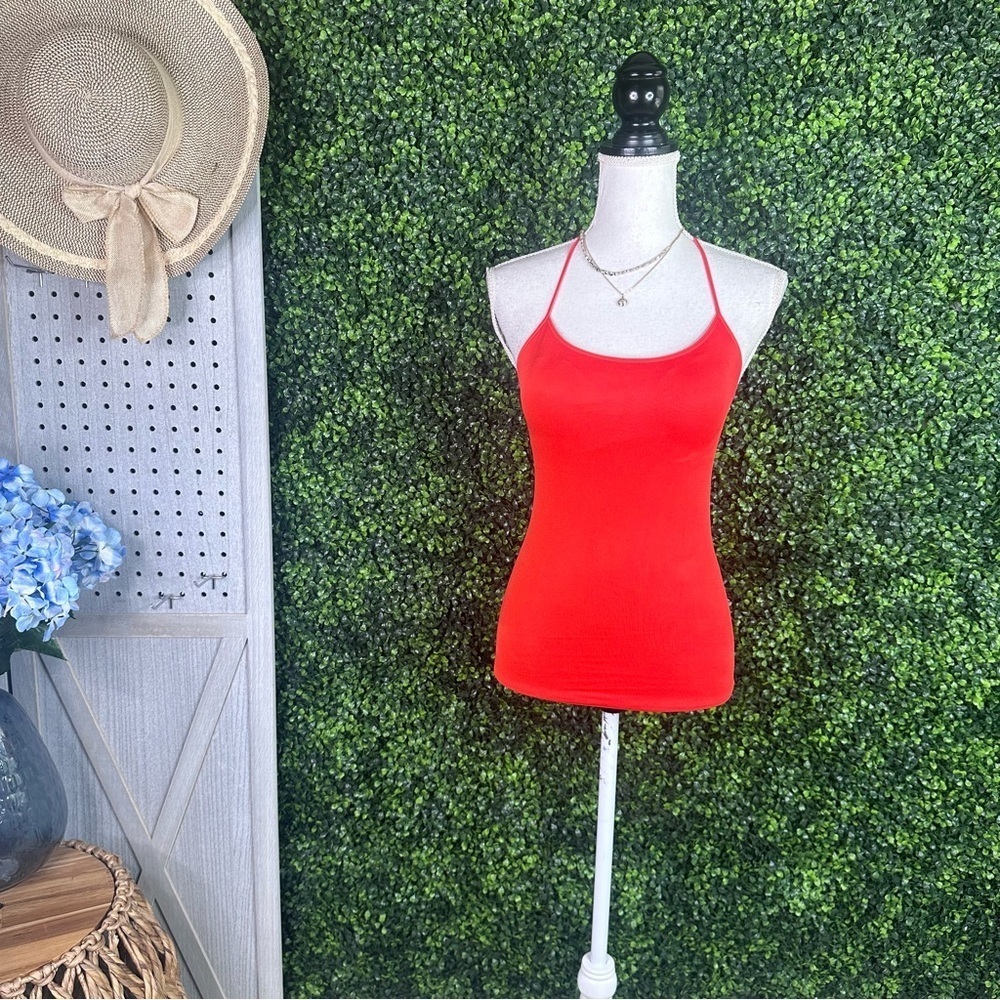 Red orange fabletics work out tank